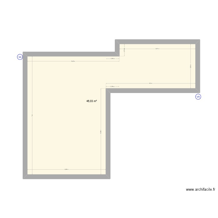 PISCINE. Plan de 1 pièce et 46 m2