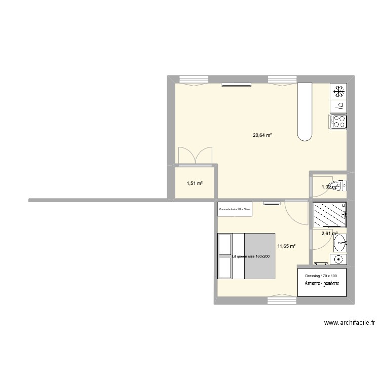 85 Marignan. Plan de 5 pièces et 37 m2