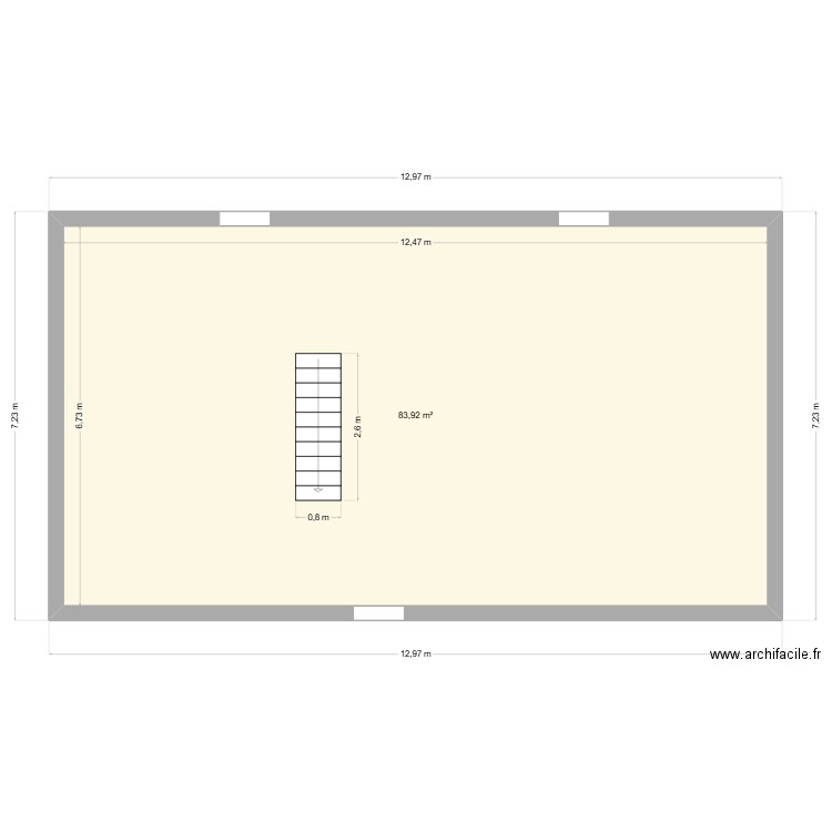 etage. Plan de 1 pièce et 84 m2