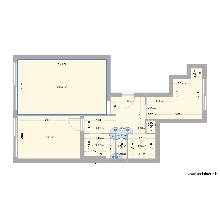 MARIE FRANCE. Plan de 6 pièces et 54 m2