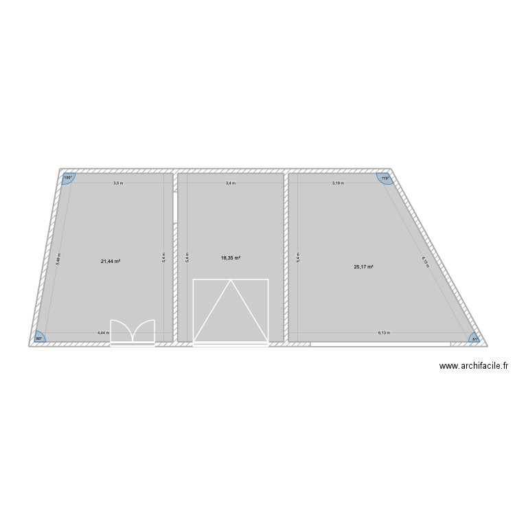 Garage. Plan de 3 pièces et 65 m2
