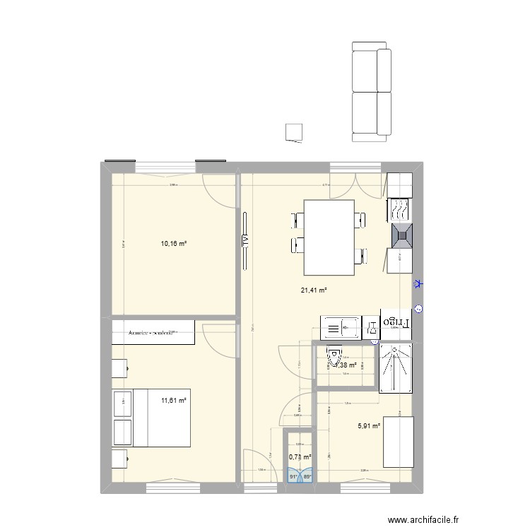 Olinda 2. Plan de 6 pièces et 51 m2