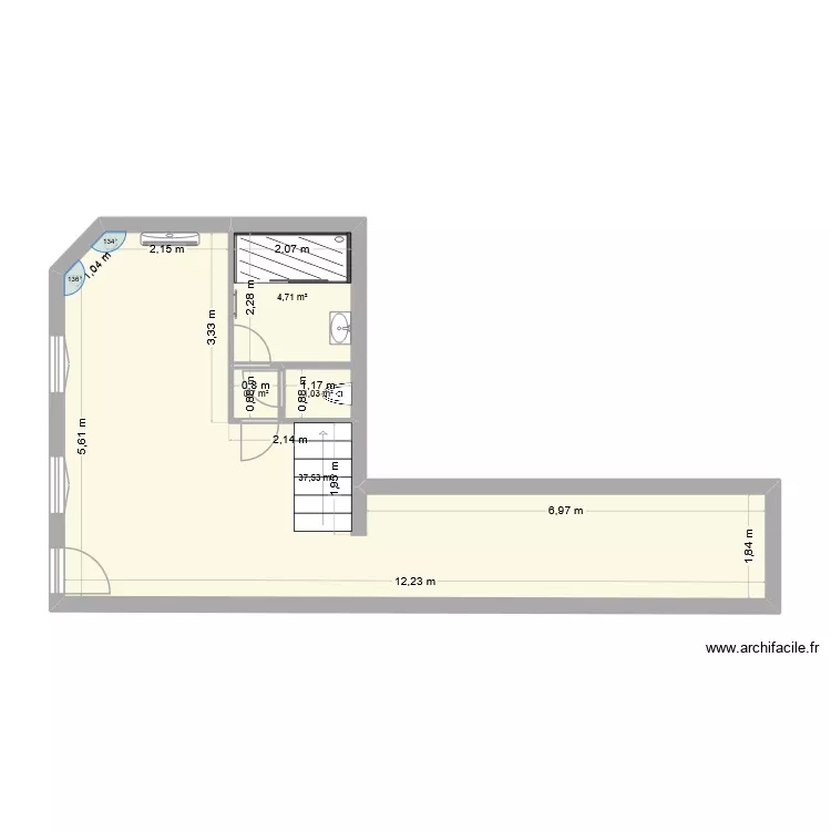 9 Foch rdc Etude 3. Plan de 4 Pièces et 44 m²