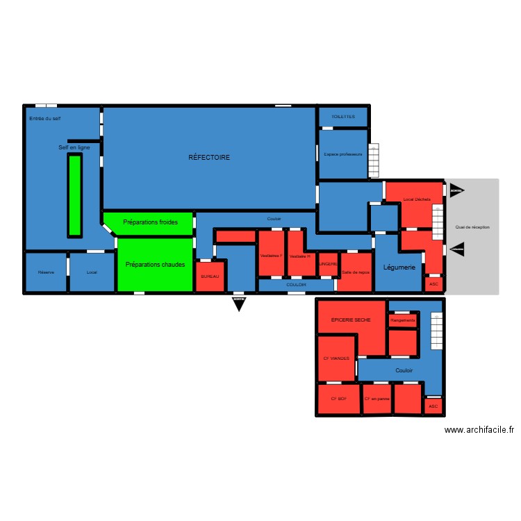 Plan de la cuisine collège. Plan de 34 pièces et 151 m2