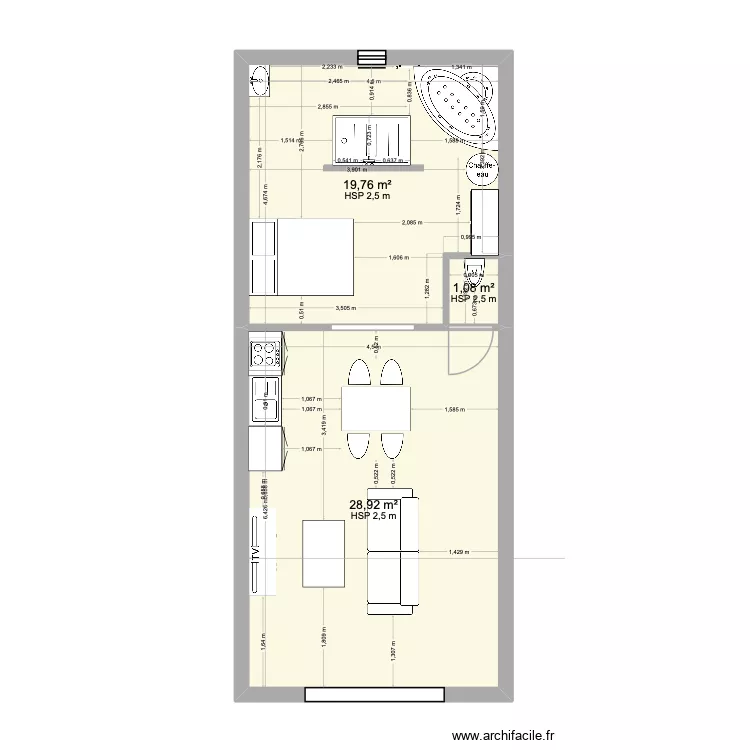 Location 2 R&eacute;nover. Plan de 3 pièces et 50 m²
