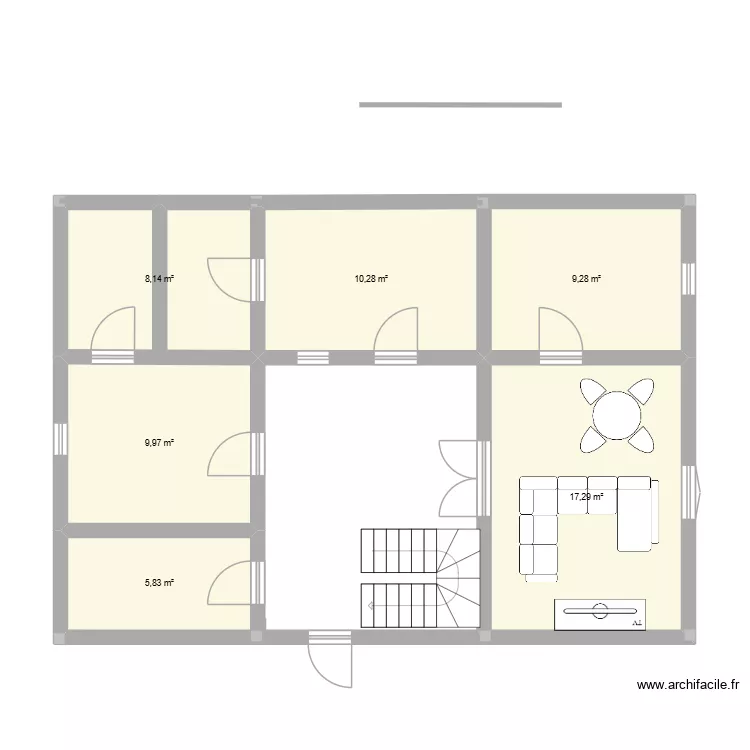 maison. Plan de 6 pièces et 61 m²