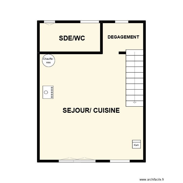 DUCLOY RDC. Plan de 2 pièces et 29 m2