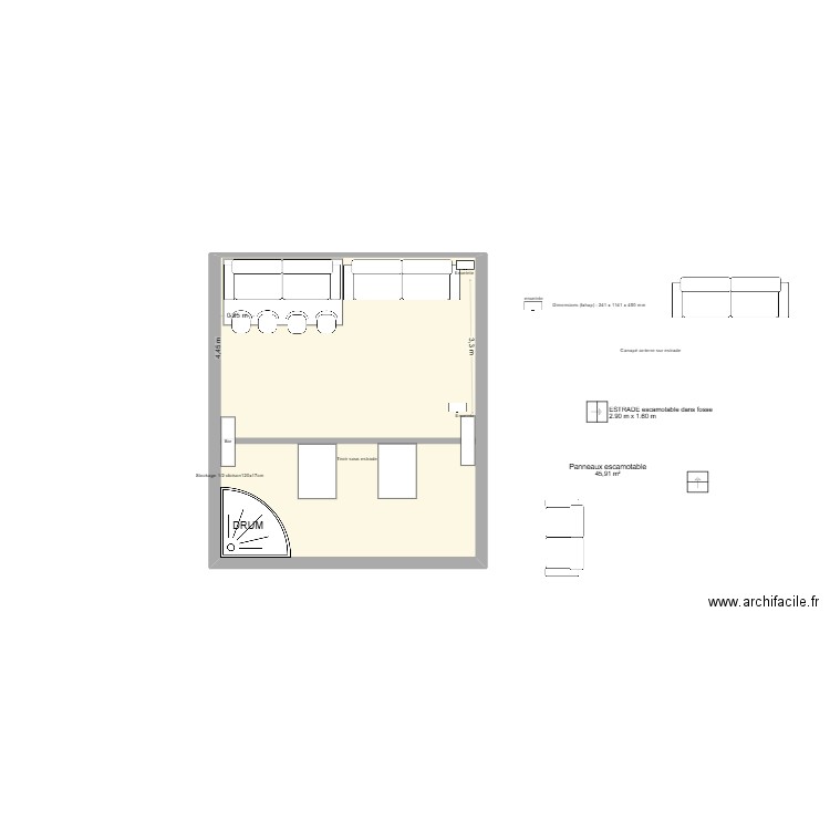 New HC_05. Plan de 1 pièce et 46 m2