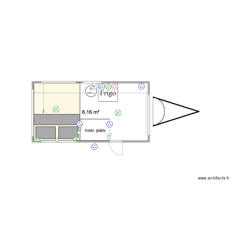 caravane 1. Plan de 1 pièce et 6 m2