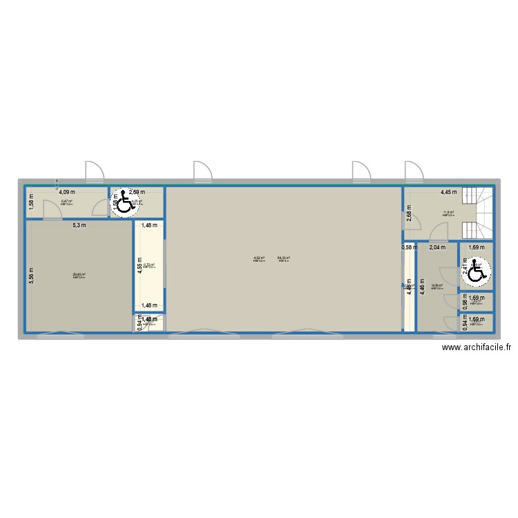 Salle d'accueil avec doublage 1. Plan de 13 pièces et 339 m2