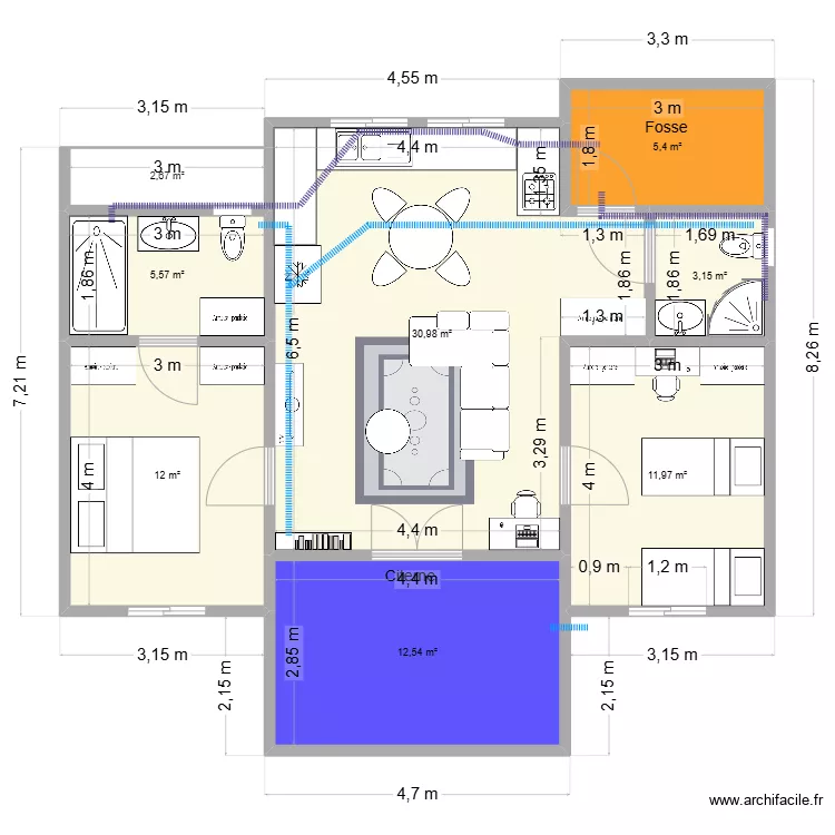 maison 2ch V3. Plan de 
