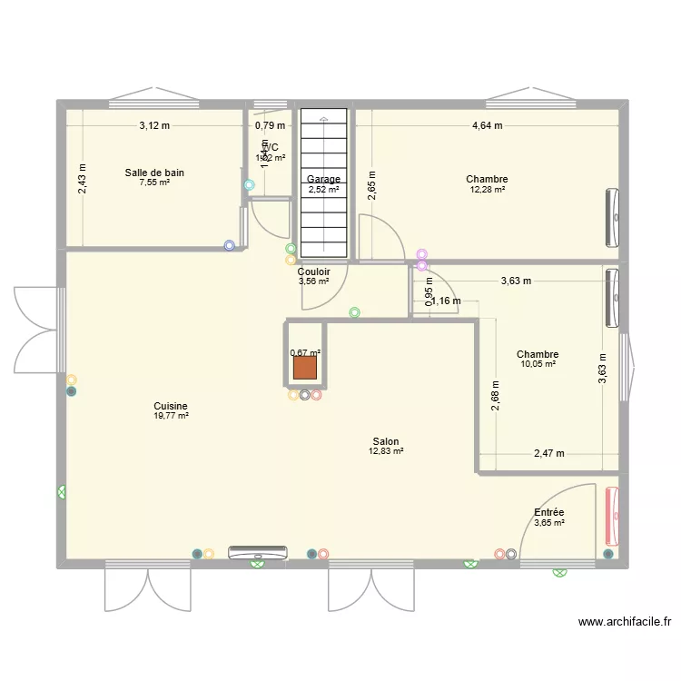 Maison chou avec clim. Plan de 10 Pièces et 74 m² Maison chou avec clim. Plan de 10 Pièces et 74 m²