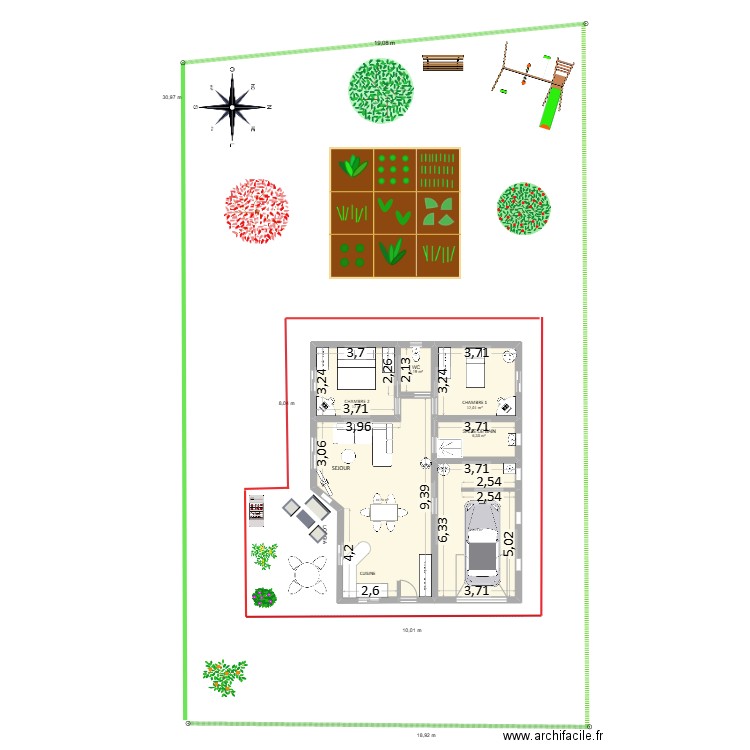 plan finalisé. Plan de 6 pièces et 98 m2