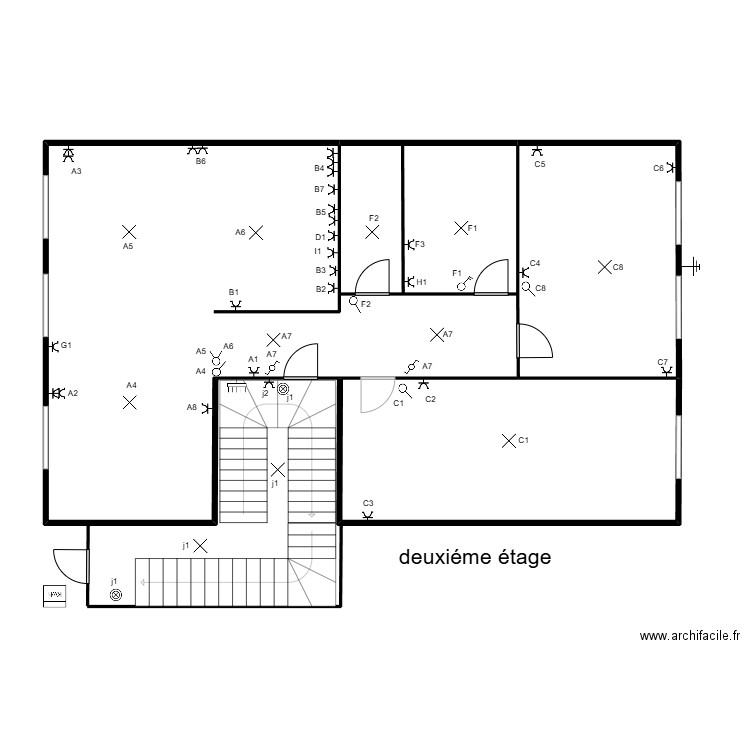 caulier  étage 2 UNIFILAIRE. Plan de 4 pièces et 122 m2