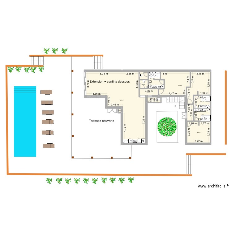 Maison 24 octobre avec cantina.sol version. B. Plan de 9 pièces et 131 m2