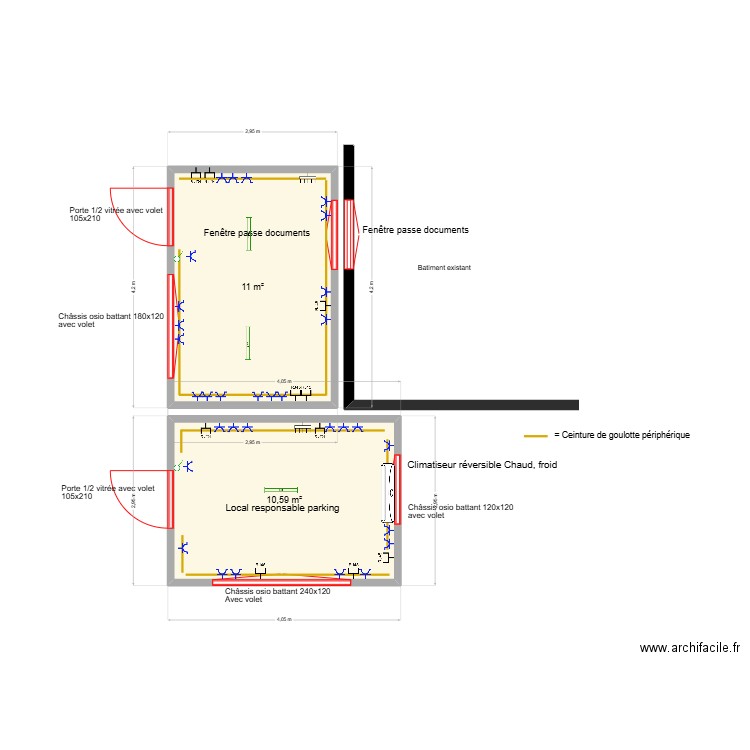 Swissport liège v3. Plan de 2 pièces et 20 m2