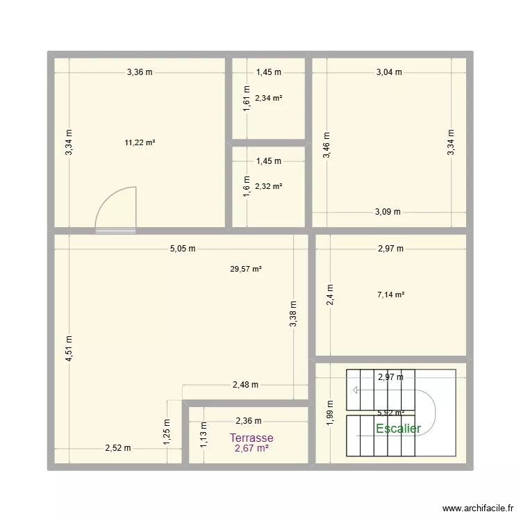 plan1 Escalier partagé derrière. Plan de 8 et 73 m² plan1 Escalier partagé derrière. Plan de 8 et 73 m²
