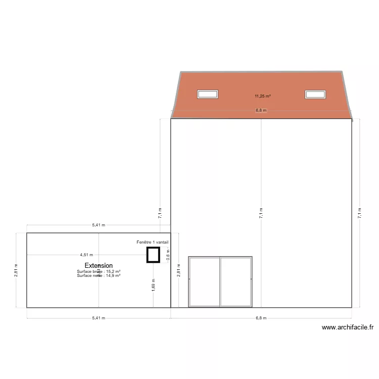 Facade Sud. Plan de Facade Sud. Plan de