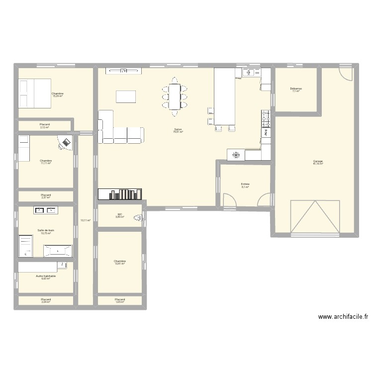 Maison. Plan de 15 pièces et 213 m2