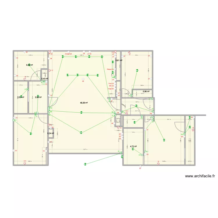 Appartement V05. Plan de 16  et 107 m²