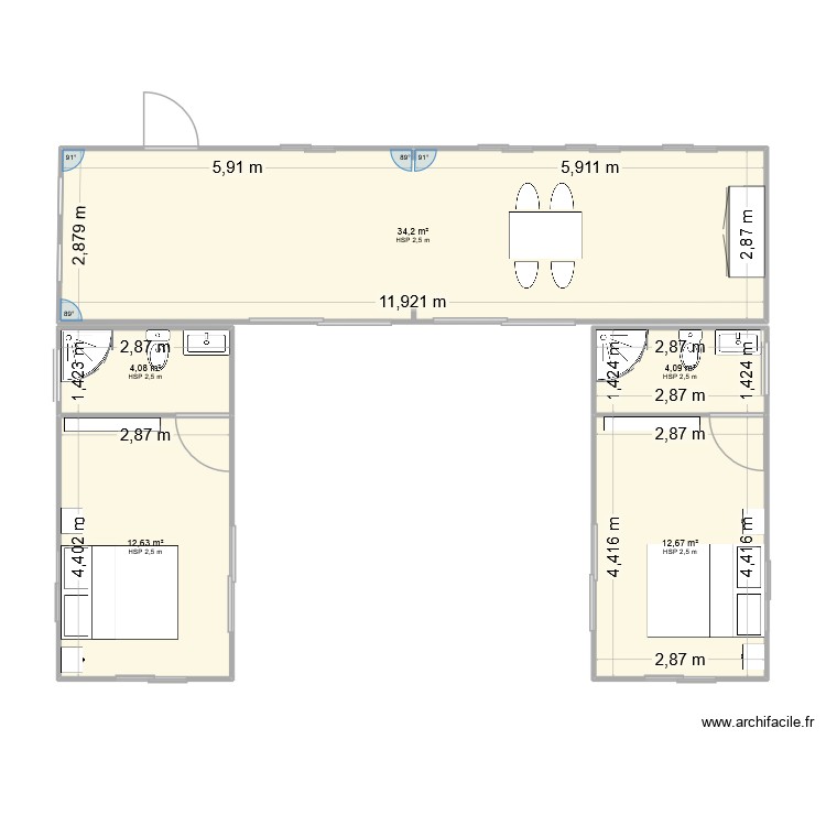 plan maison 18x4 algeco. Plan de 0 pièce et 0 m2
