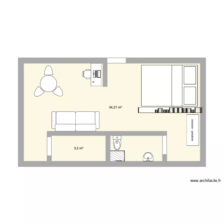 Appart Petit Lancy 4. Plan de 2  et 37 m²