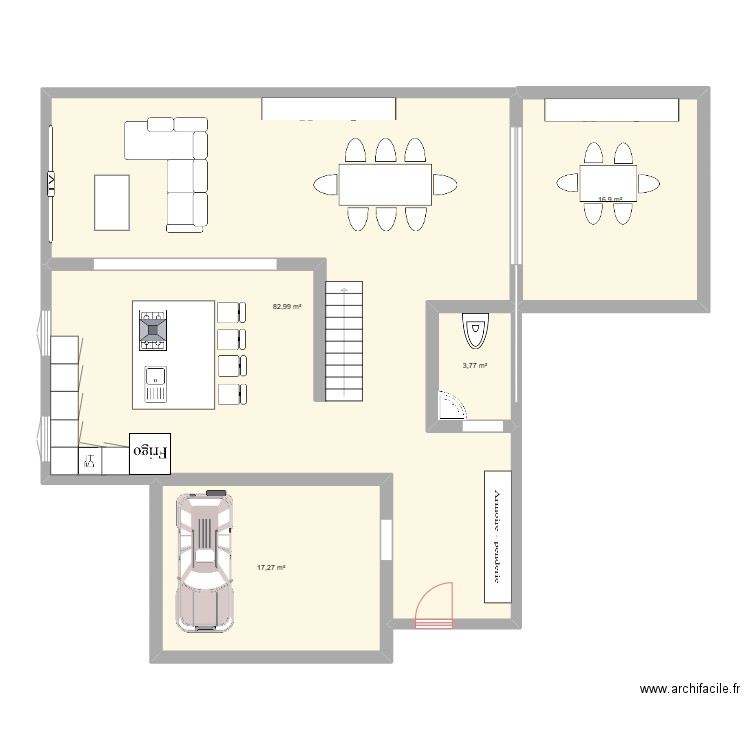 cc1213. Plan de 4 pièces et 121 m2