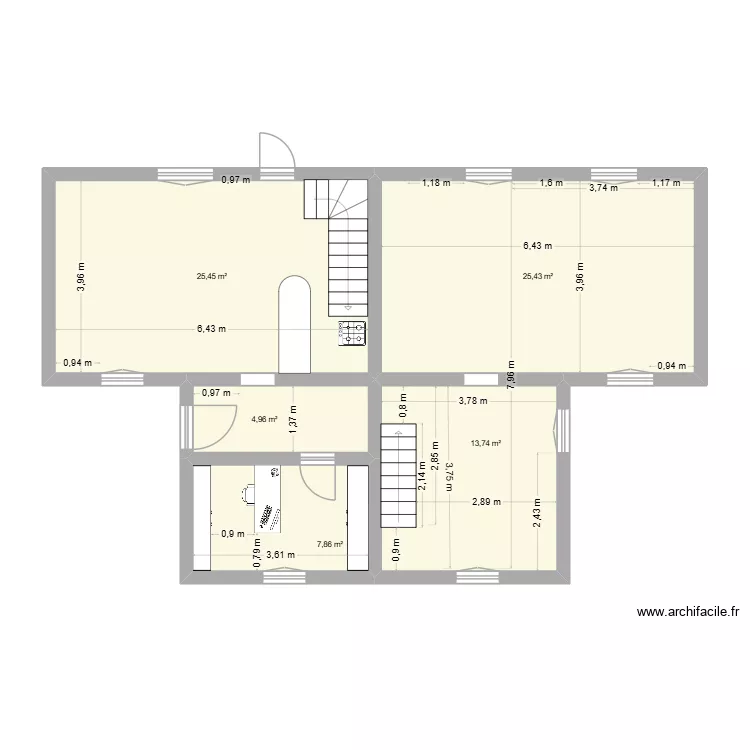 RdC Base Prop1. Plan de 5  et 77 m²