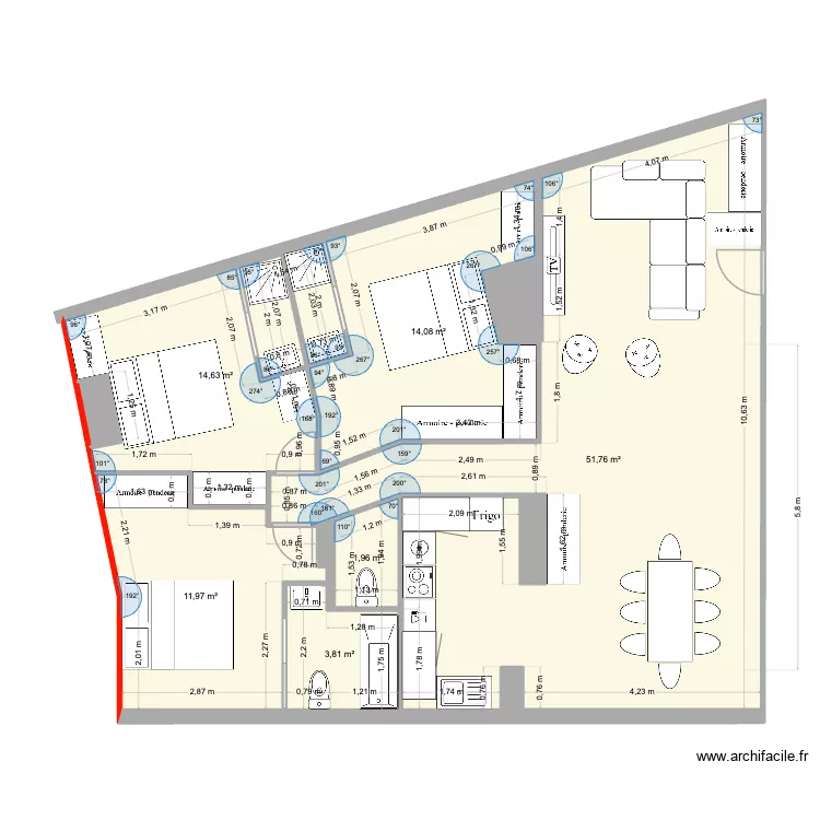 Plateau MG 5. Plan de 11  et 100 m²