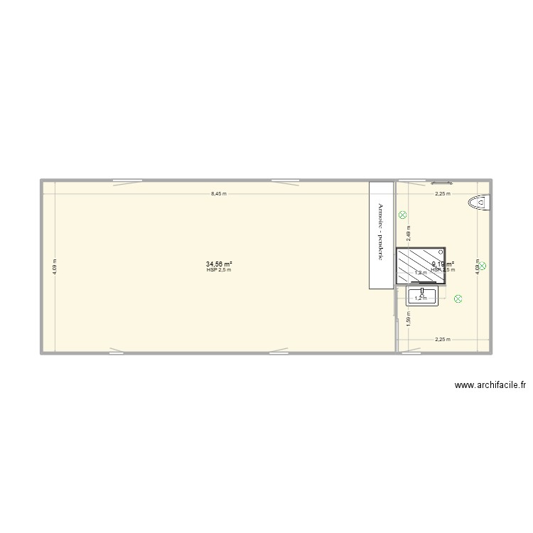 plan maison saint andre etage. Plan de 2 pièces et 44 m2