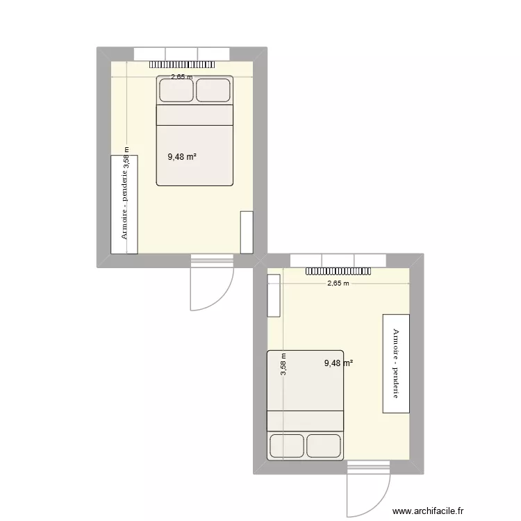 Chambre invités. Plan de 2 Pièces et 19 m² Chambre invités. Plan de 2 Pièces et 19 m²