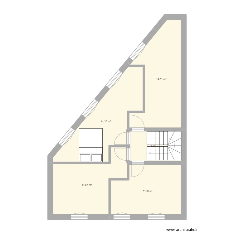 Toulouse BORN. Plan de 5 pièces et 57 m2