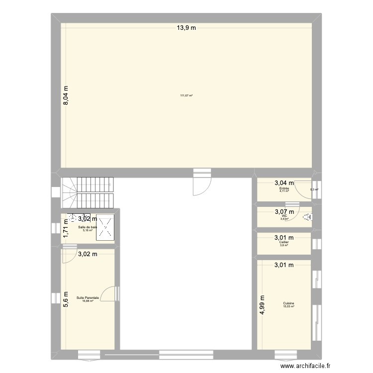 Fermette basque étage. Plan de 8 pièces et 161 m2