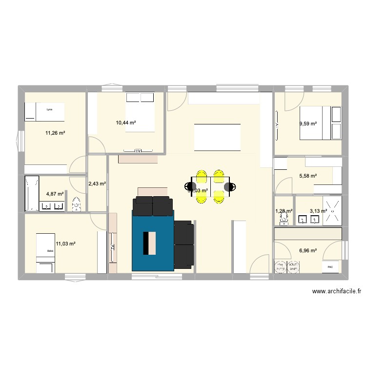 LA BOISSIERE - PLAN 6. Plan de 11 pièces et 125 m2