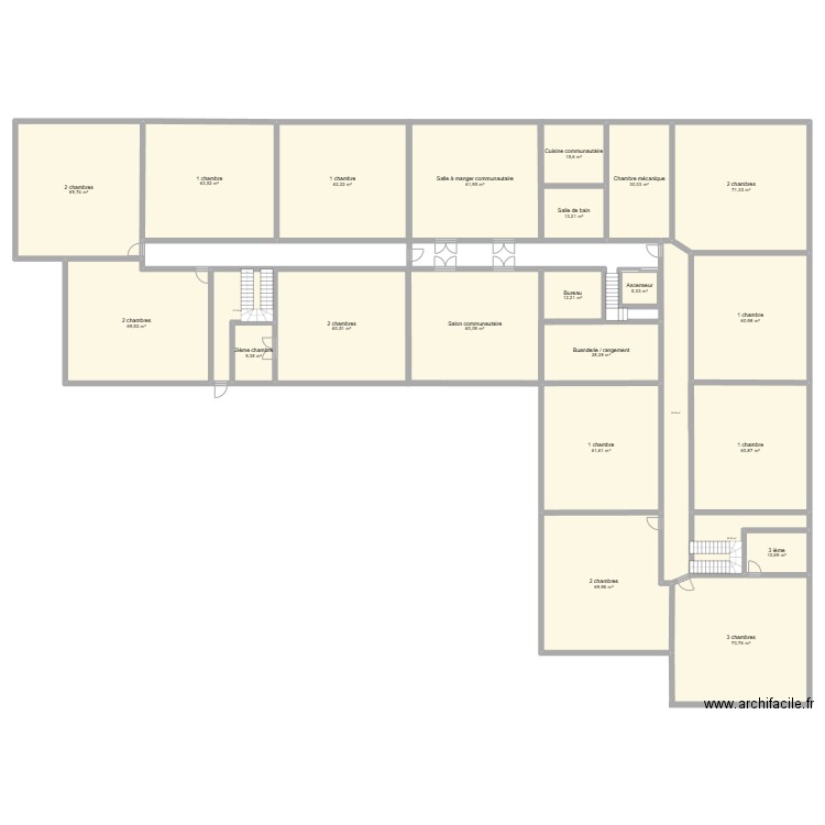 Hameau1. Plan de 24 pièces et 1037 m2
