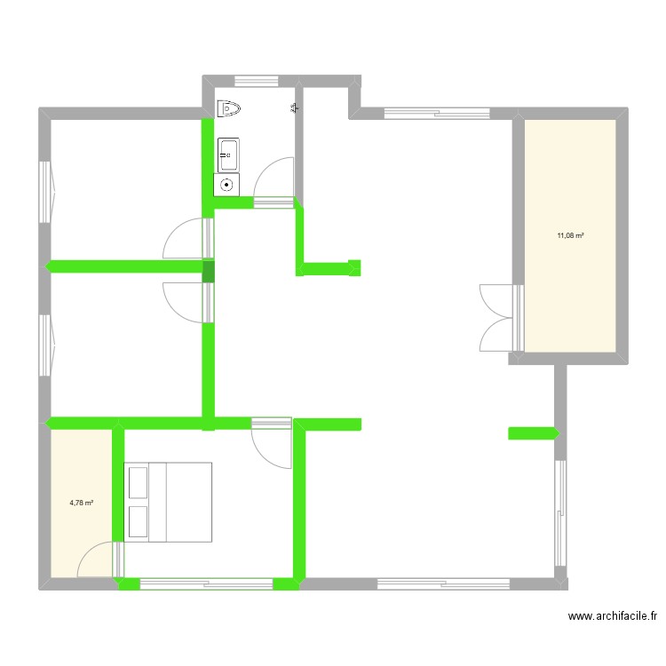 appartement. Plan de 2 pièces et 16 m2