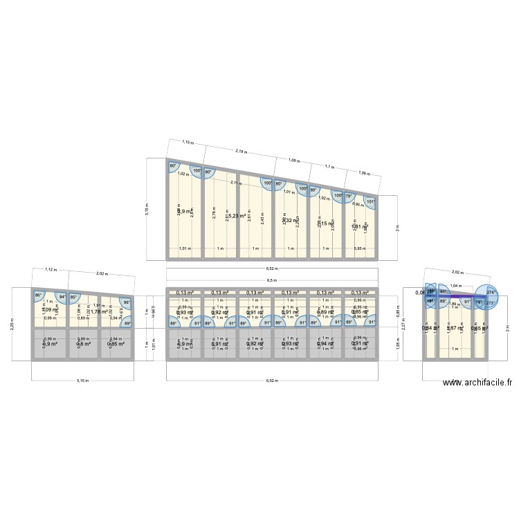 veranda. Plan de 32 pièces et 35 m2