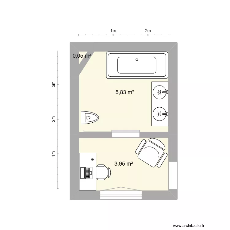 sdb. Plan de 3 et 10 m² sdb. Plan de 3 et 10 m²