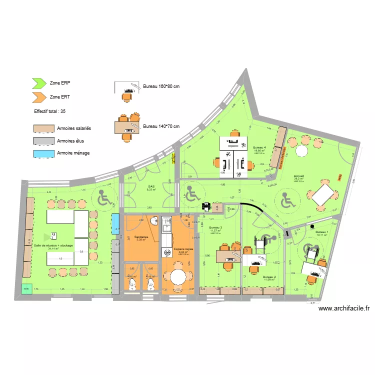 Pamiers v8 - ERP. Plan de 15  et 141 m²