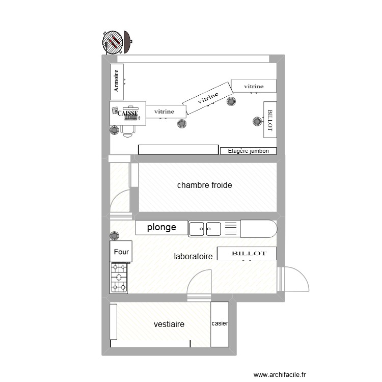boucherie. Plan de 0 pièce et 0 m2