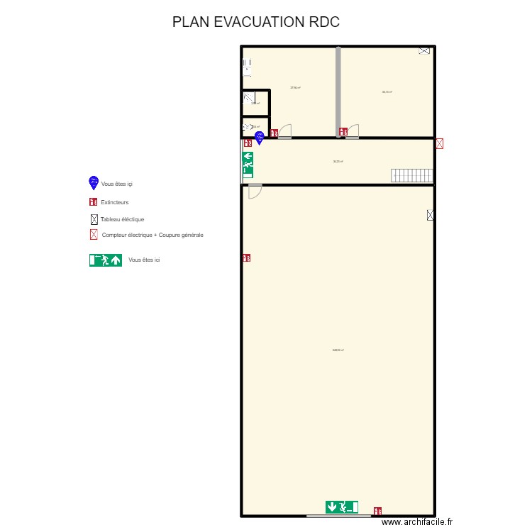  PLAN EVAC RDC. Plan de 6 pièces et 348 m2