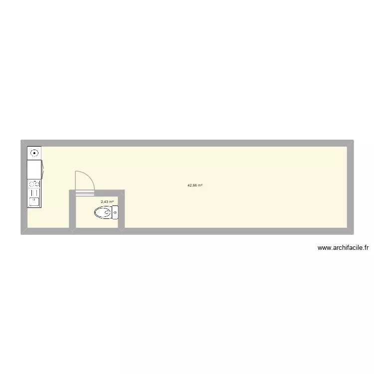 Am&eacute;nagement grange Embreville. Plan de 2  et 45 m²