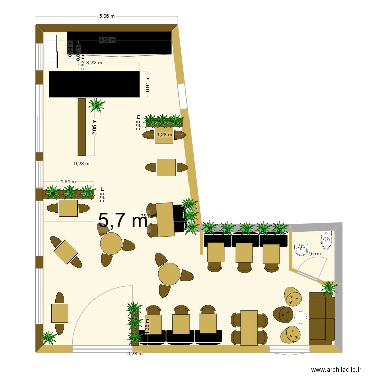 stef. Plan de 2 pièces et 78 m2