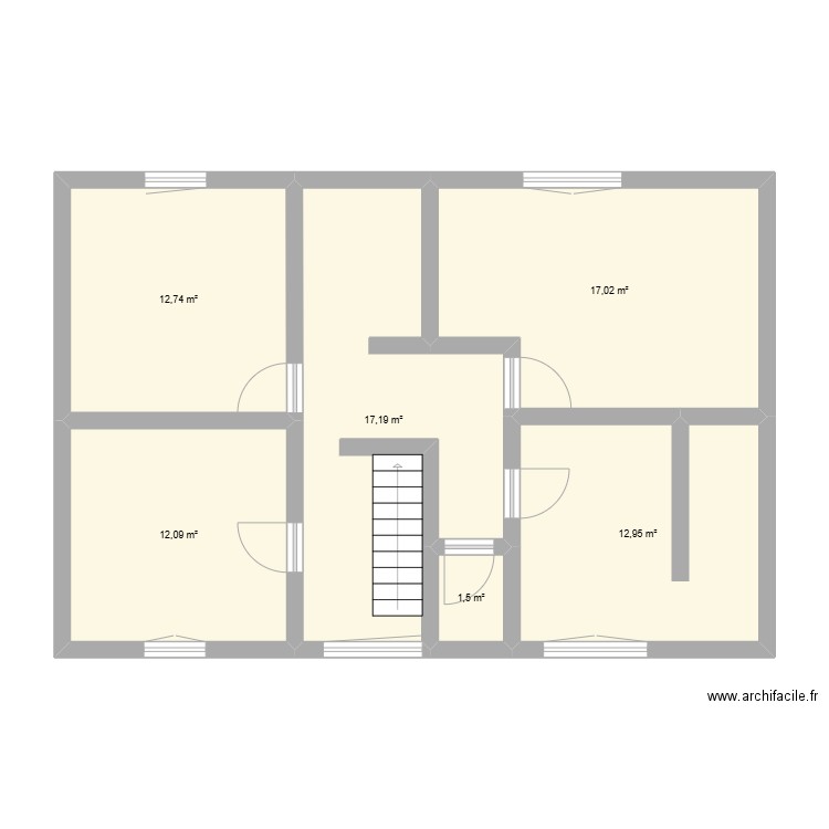 etage 1 Daphnée et David. Plan de 6 pièces et 74 m2