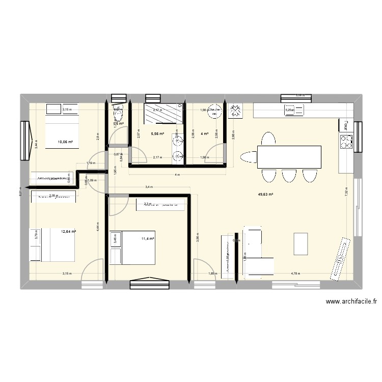 Villa 2 Antho/Laure. Plan de 7 pièces et 95 m2