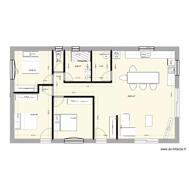 Villa 2 Antho/Laure. Plan de 7 pièces et 95 m²