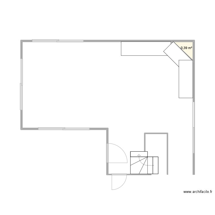 Cuisine salon vide. Plan de 0 pièce et 0 m2