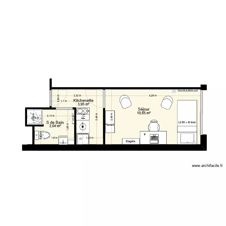 Studio. Plan de 