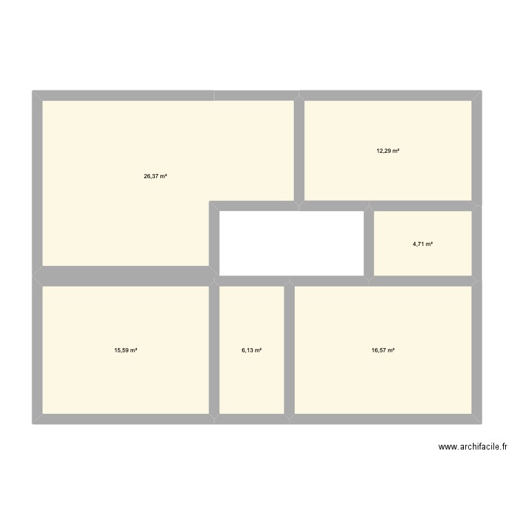 Essai. Plan de 6 pièces et 82 m2