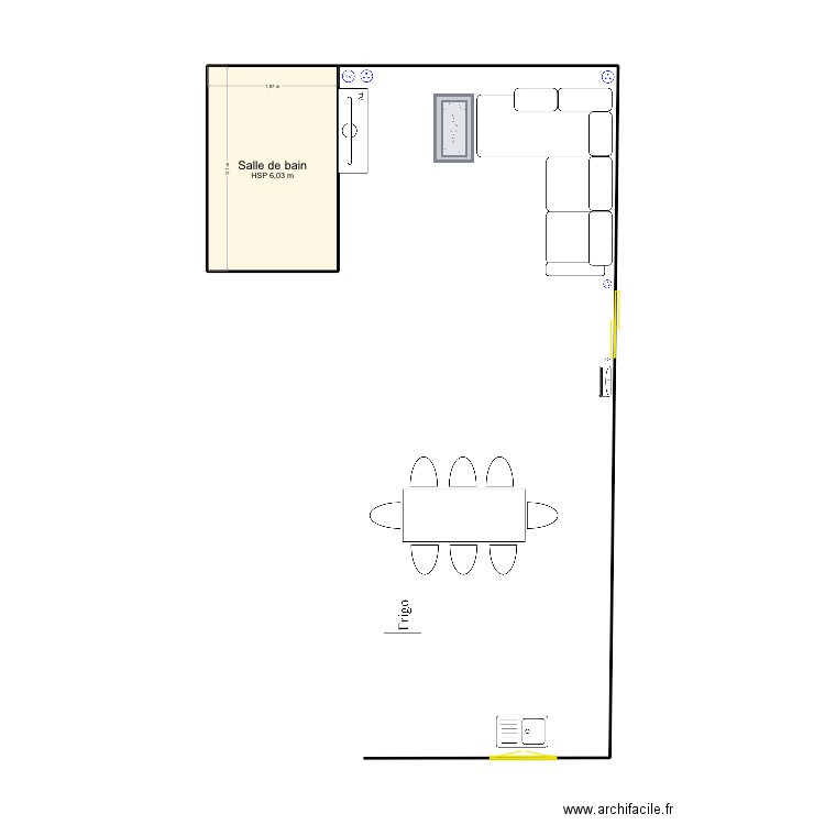 Maison. Plan de 1 pièce et 6 m2
